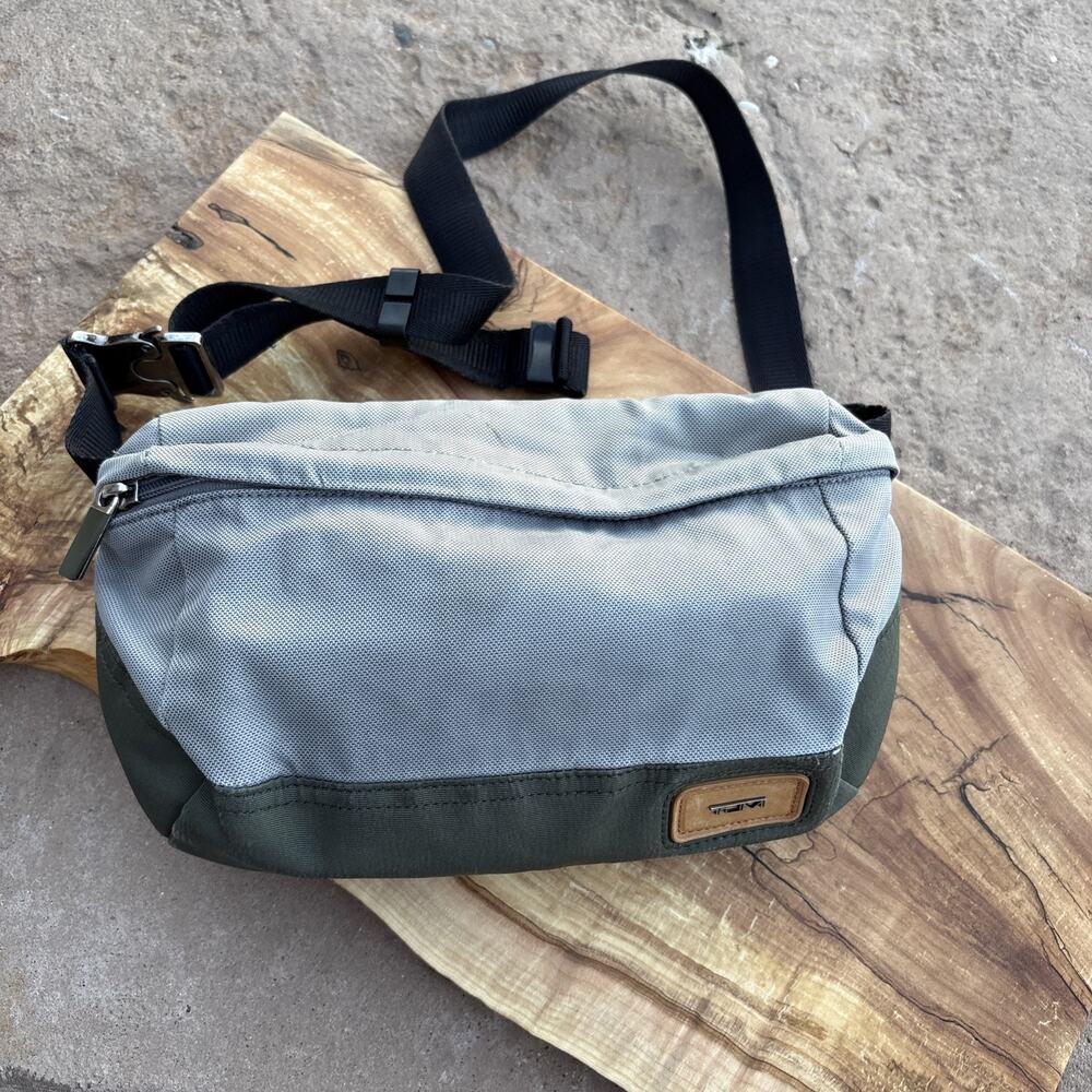Tumi Waist Pack Fanny Pack Gray/Green 12” X 8” X 3.5" With Adjustable Strap